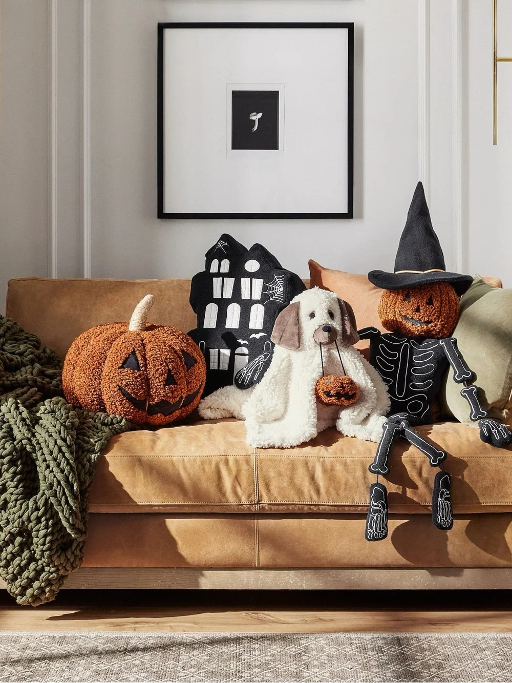 New Pottery Barn Light Up Haunted House Shaped Halloween Pillow